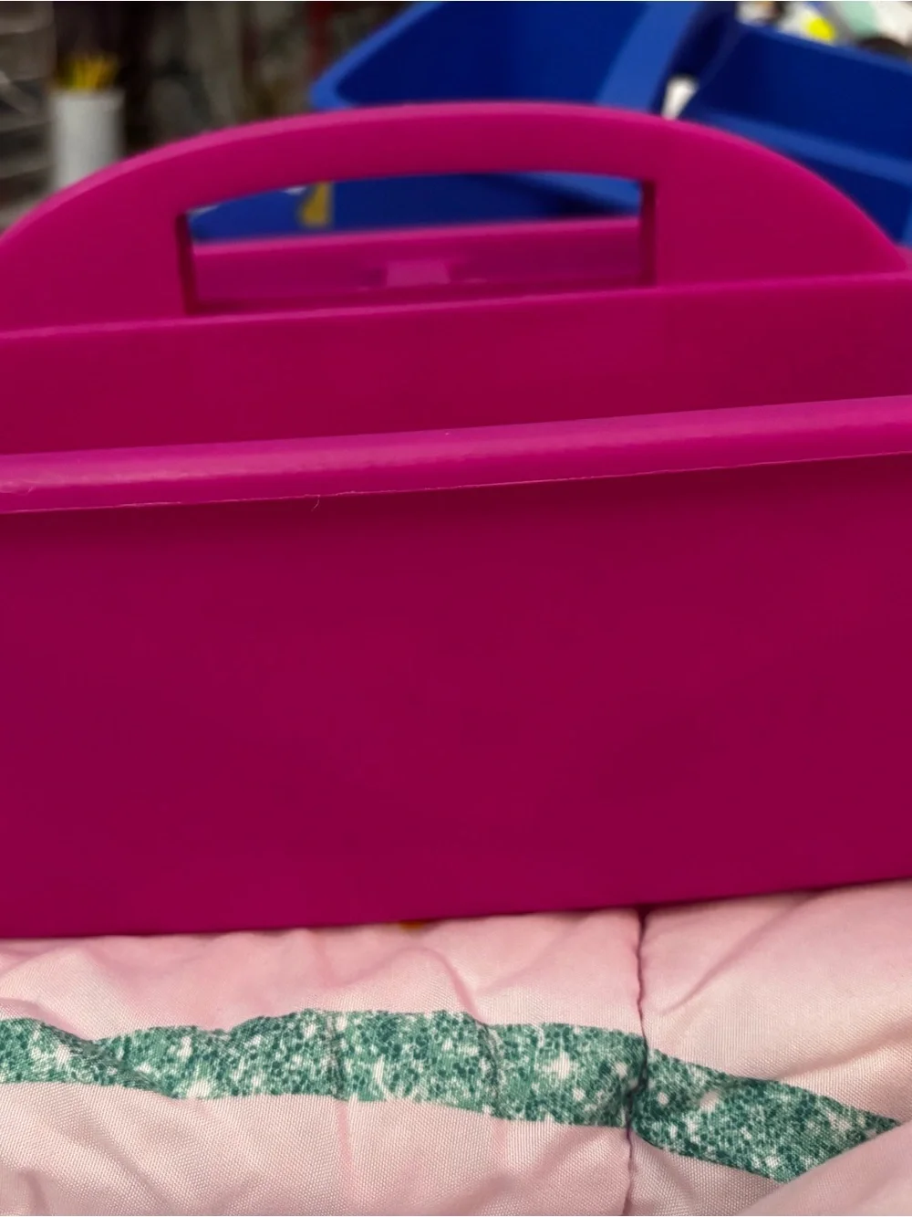 Blue & Pink Plastic Stackable Organizer Caddies